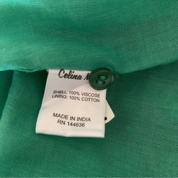 Celina Moon Green Floral Tiered Midi Dress Small NEW NWOT - Picture 8 of 10